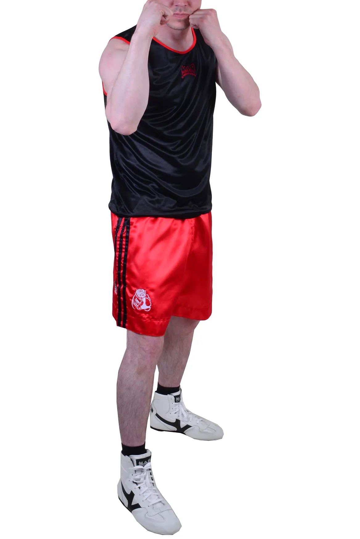 MAR-102C | Red & Black Boxing Shorts & Vest