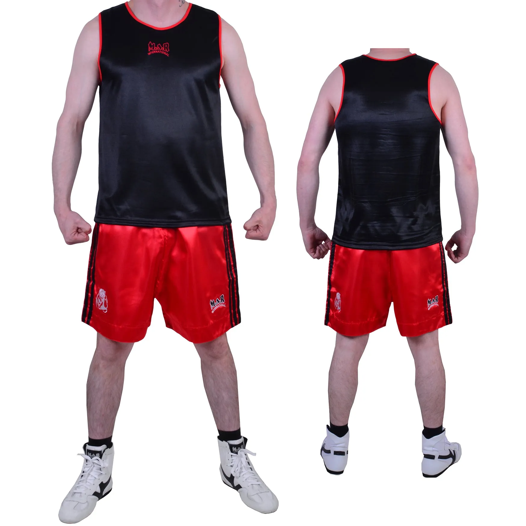 MAR-102C | Red & Black Boxing Shorts & Vest