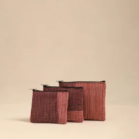 Maroon - Handmade Cotton Utility Pouches (Set of 3) 25