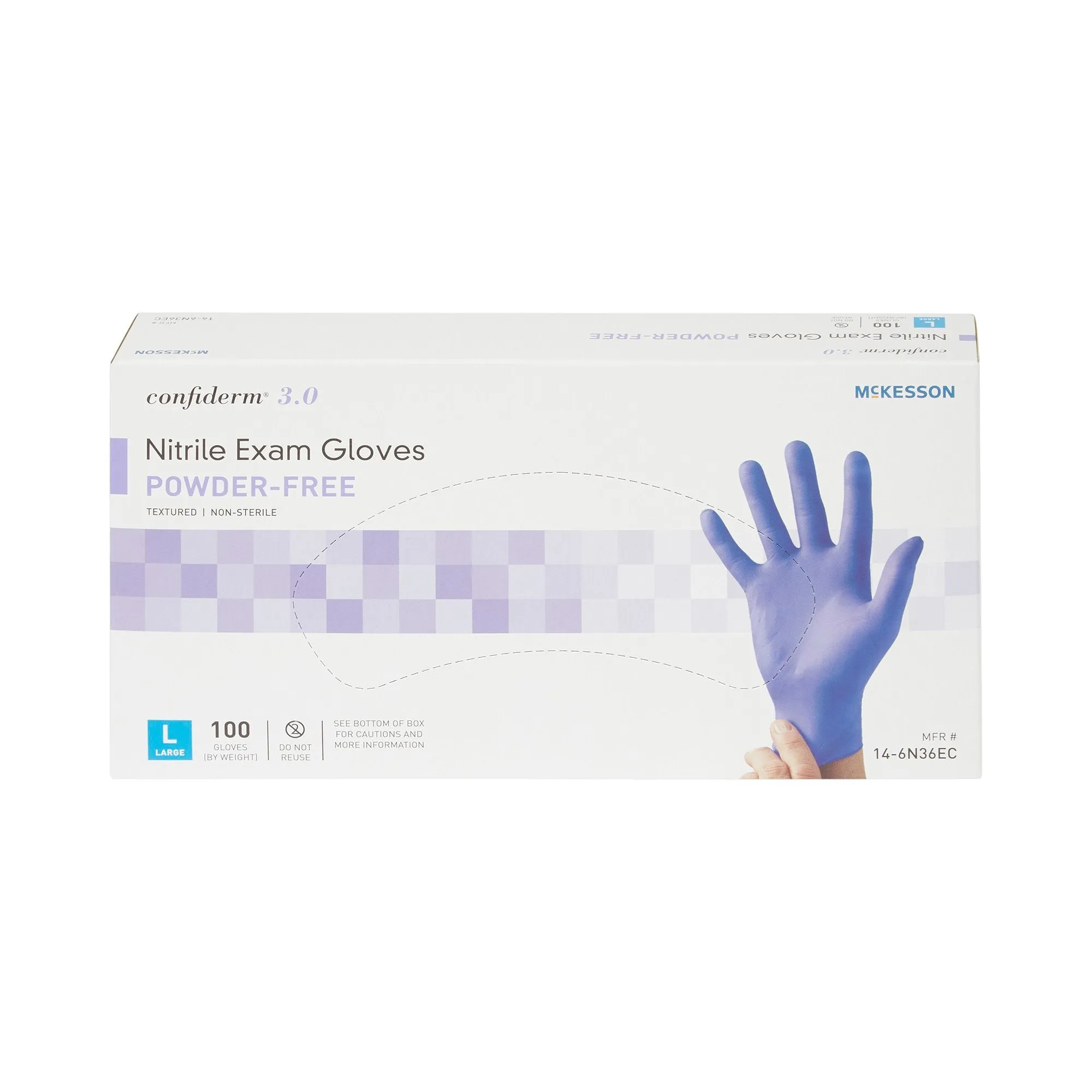 McKesson Confiderm® 3.0 Nitrile Exam Glove, Powder-Free, Large, Blue