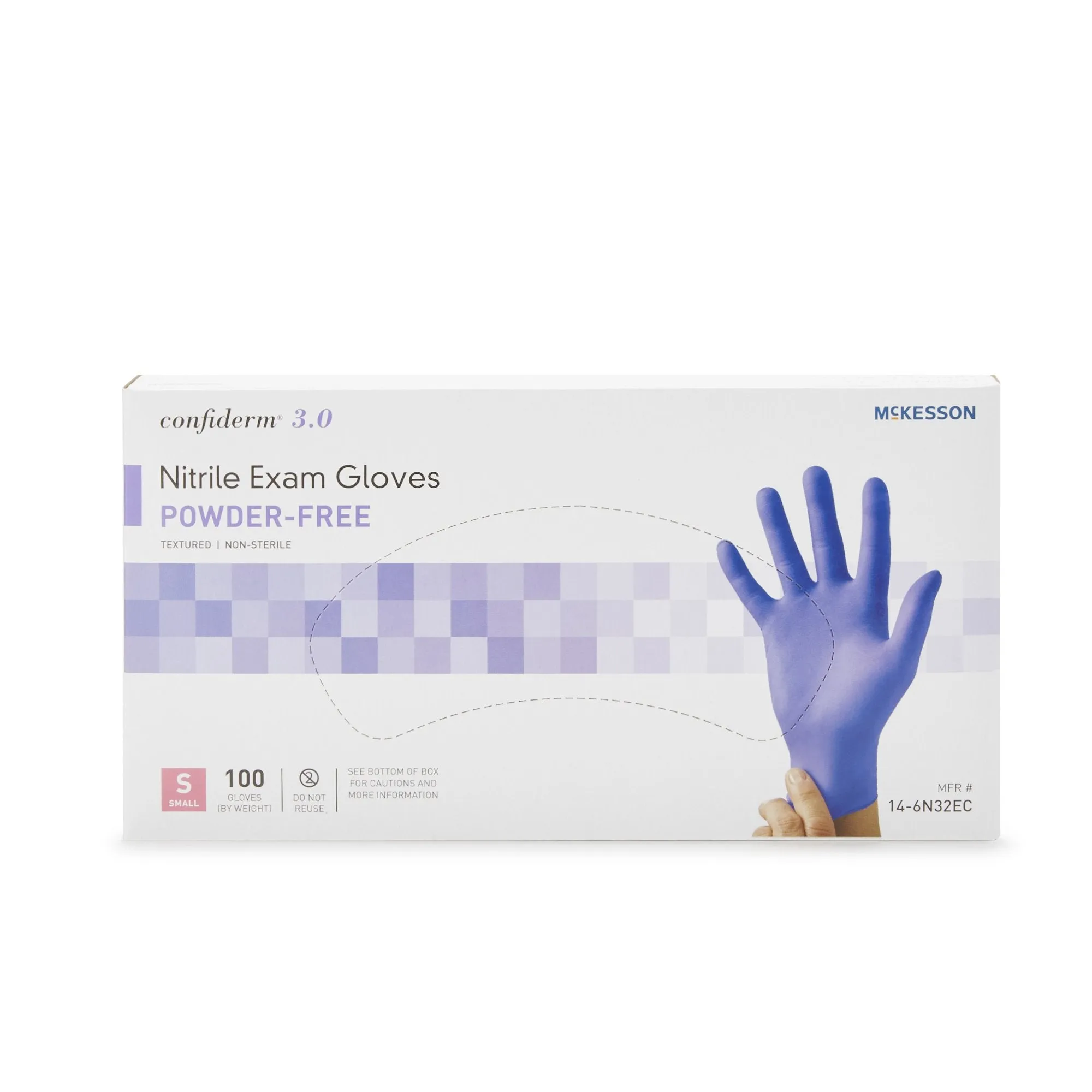 McKesson Confiderm® 3.0 Nitrile Exam Glove, Powder-Free, Small, Blue