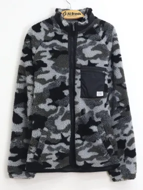 Men's Camo Printed Sherpa Jacket,Grey