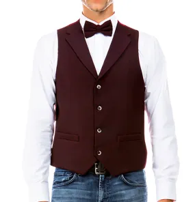 Men's Collared Burgundy Tweed Suit Vest