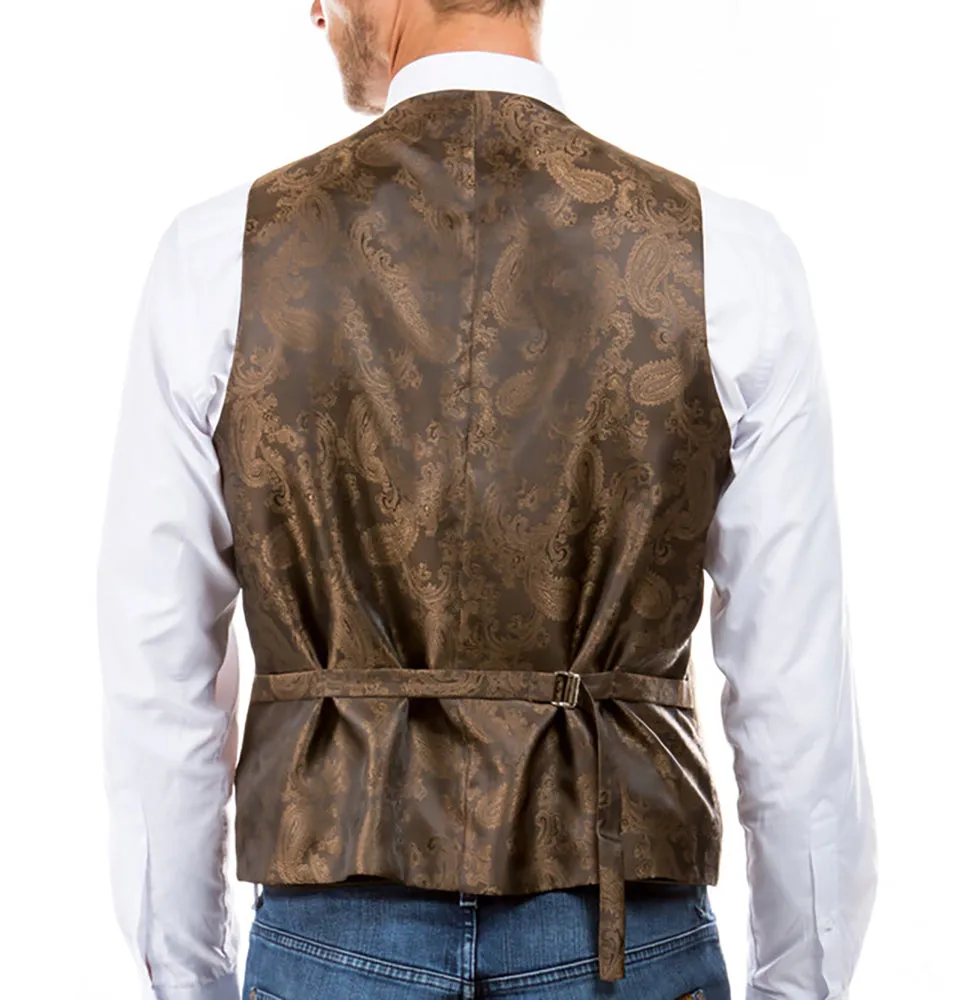 Men's Collared Tan Tweed Suit Vest