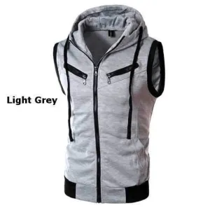 Mens Summer Casual Vest Fashion Sleeveless Hooded Vest