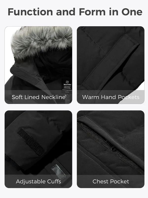 Men's Winter Jacket Warm Puffer Jacket Snow Coat with Faux Fur Hood