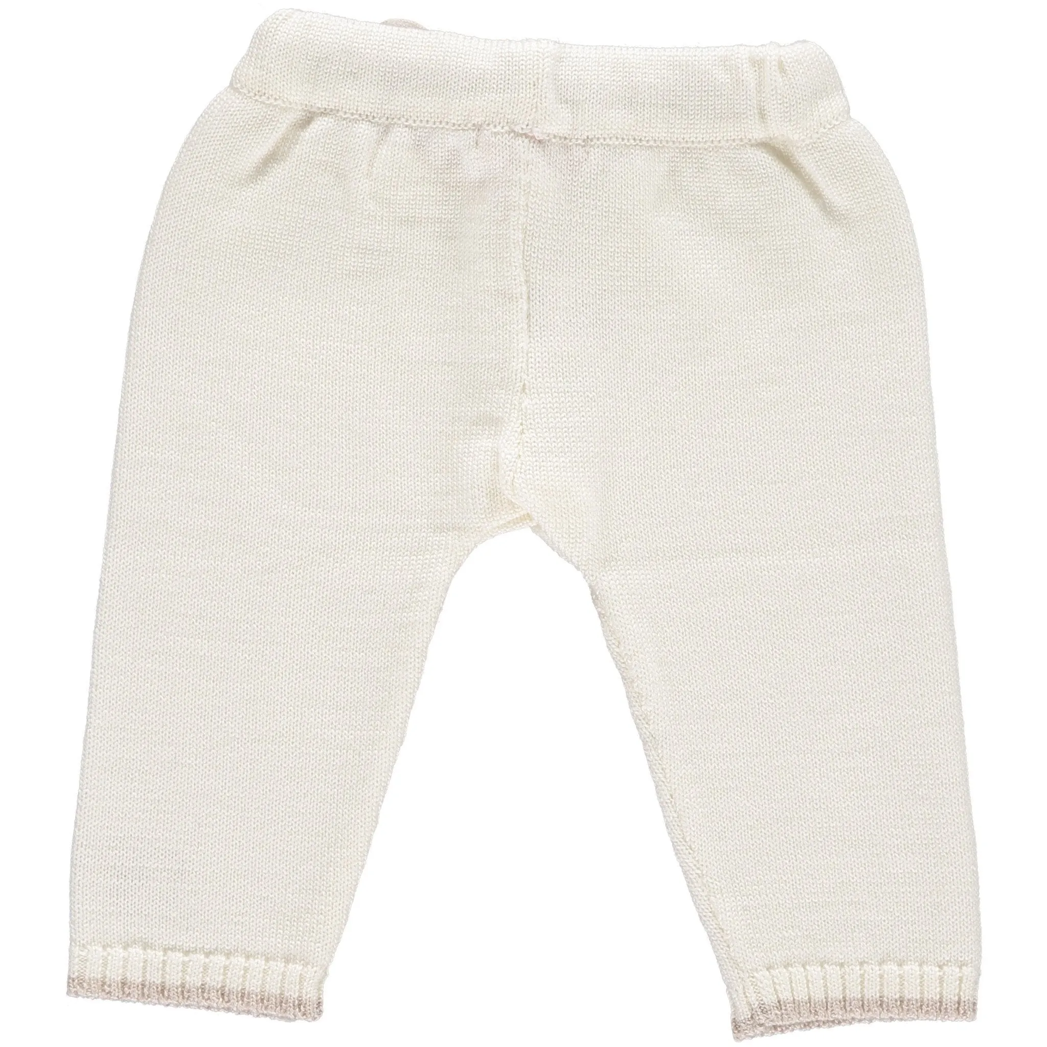 Merino Knitted Baby Leggings - White & Oatmeal