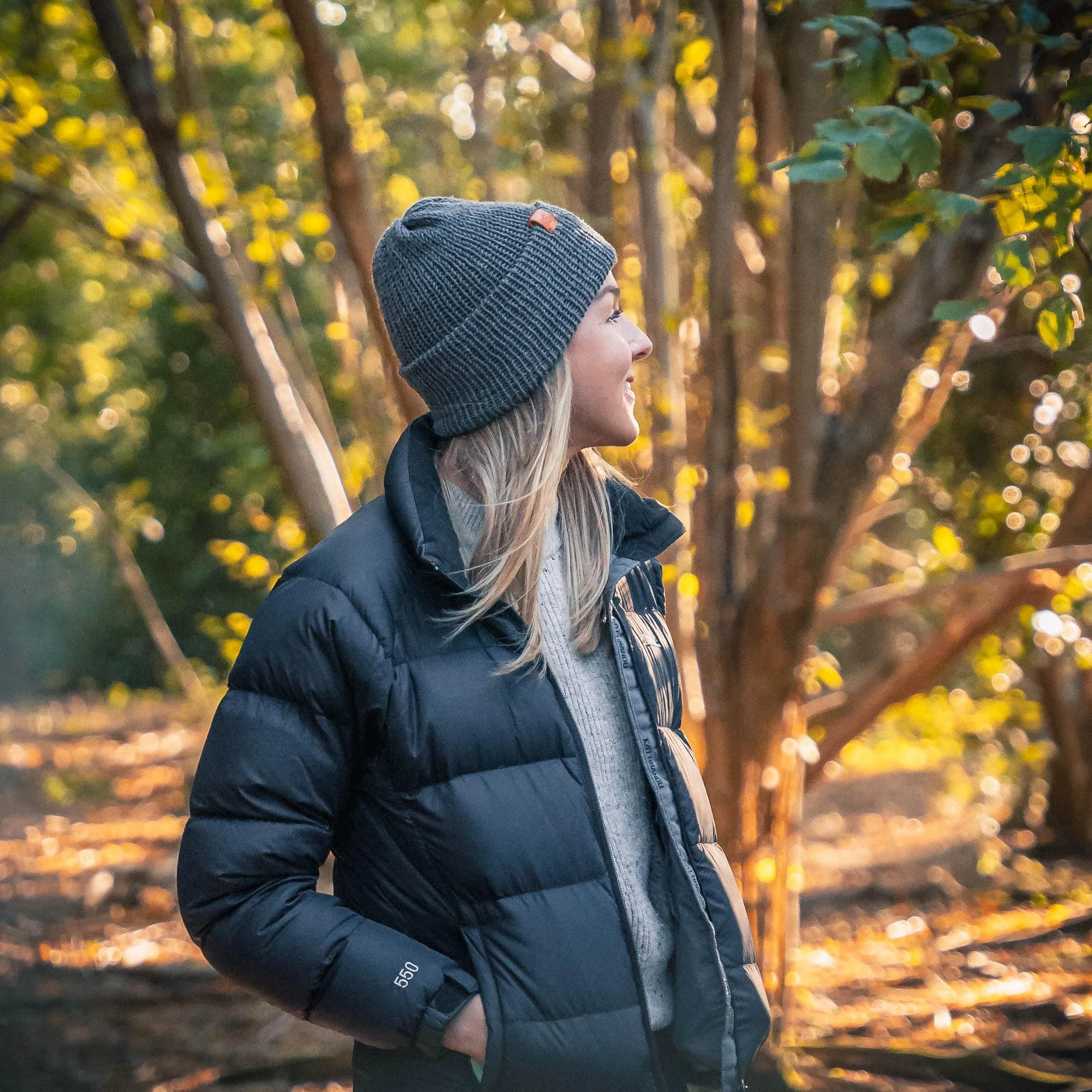 Merino Wool Beanie Hat - Smoke Grey