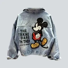 Mickey embroidery women's denim jacket