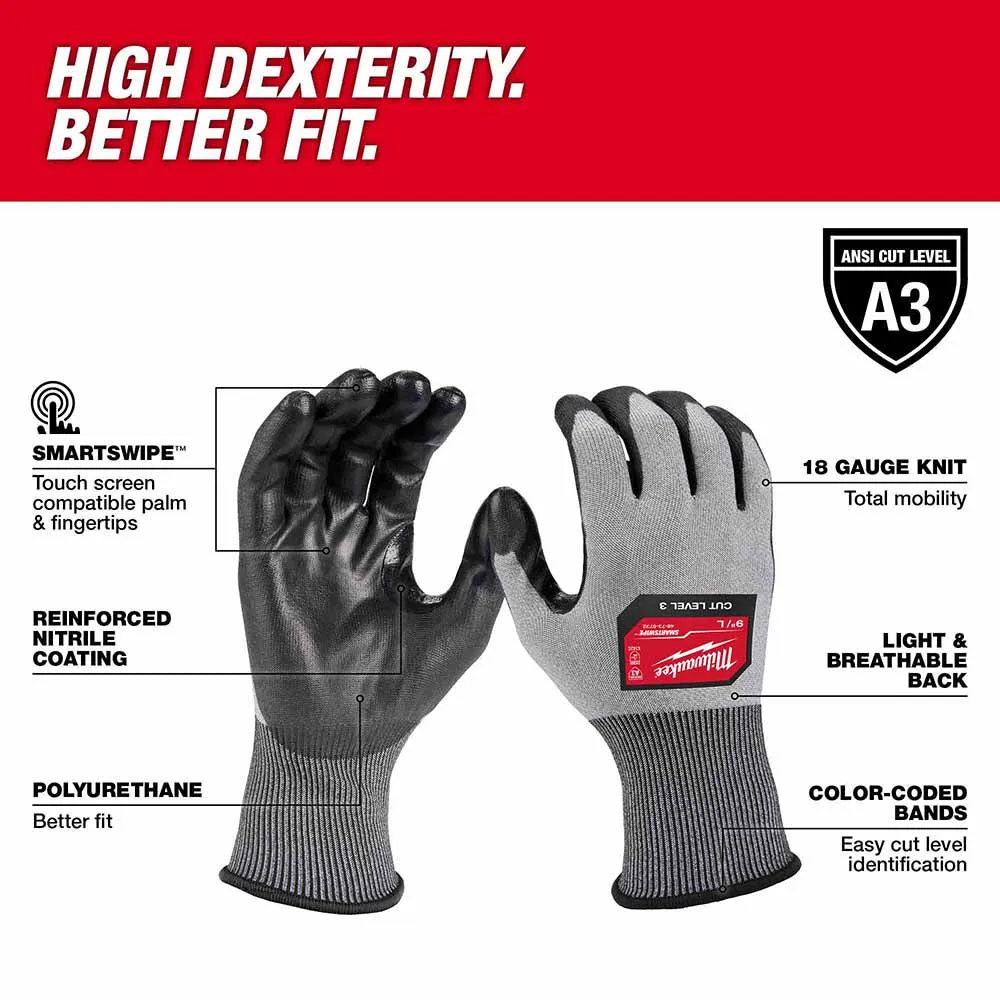 Milwaukee 48-73-8730B High Dexterity A3 Polyurethane Dipped Gloves - Small