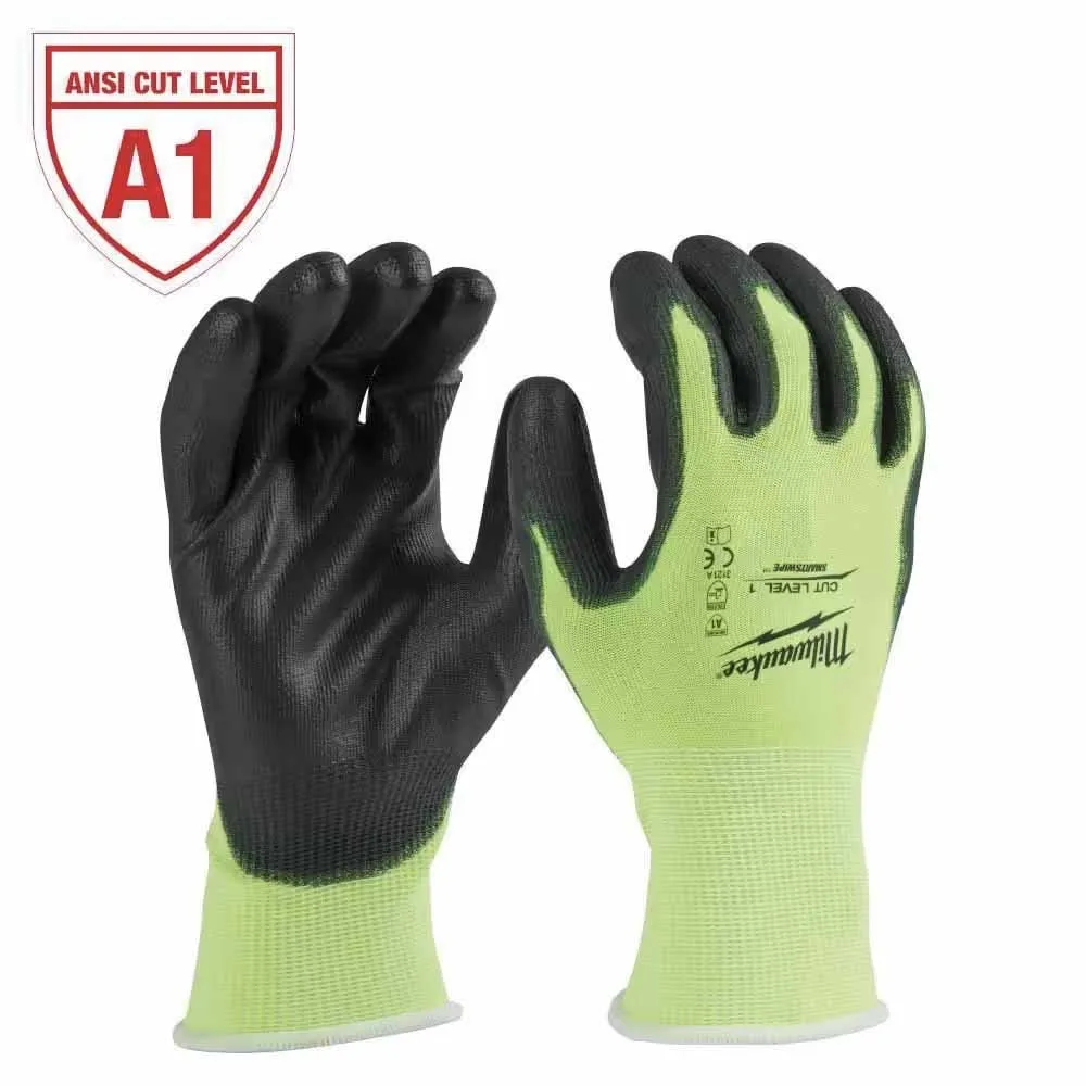 Milwaukee 48-73-8911 High Visibility Cut Level 1 Polyurethane Dipped Gloves - M