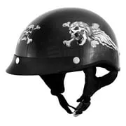 Milwaukee Helmets T70 'Freedom Skulls' Black Glossy Motorcycle DOT