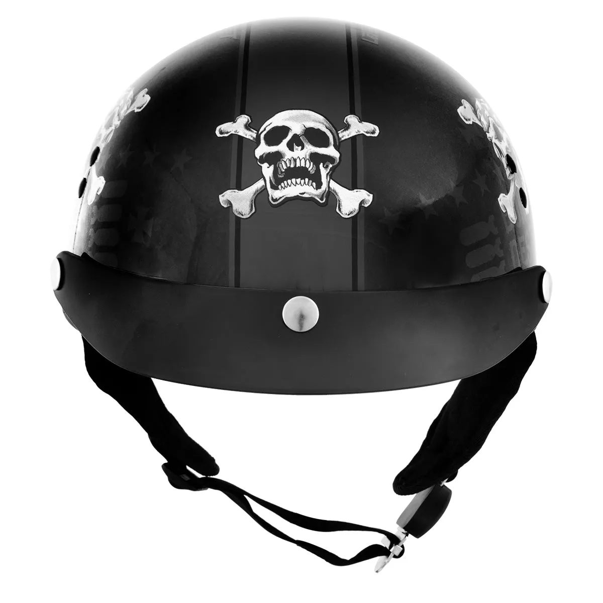 Milwaukee Helmets T70 'Freedom Skulls' Black Glossy Motorcycle DOT