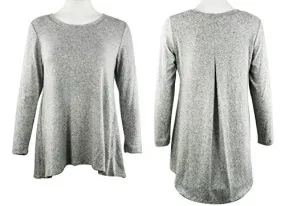 Nally & Millie Heather Grey, Scoop Neck, Brushed Back Pleat, Hi-Lo Tunic Top