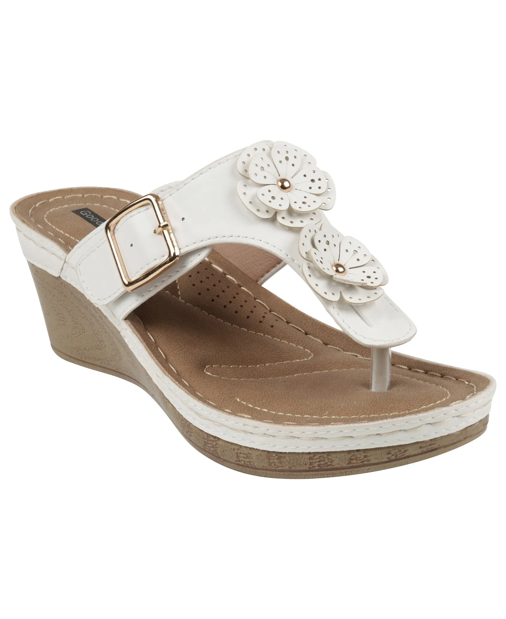 Narbone White Wedge Sandals