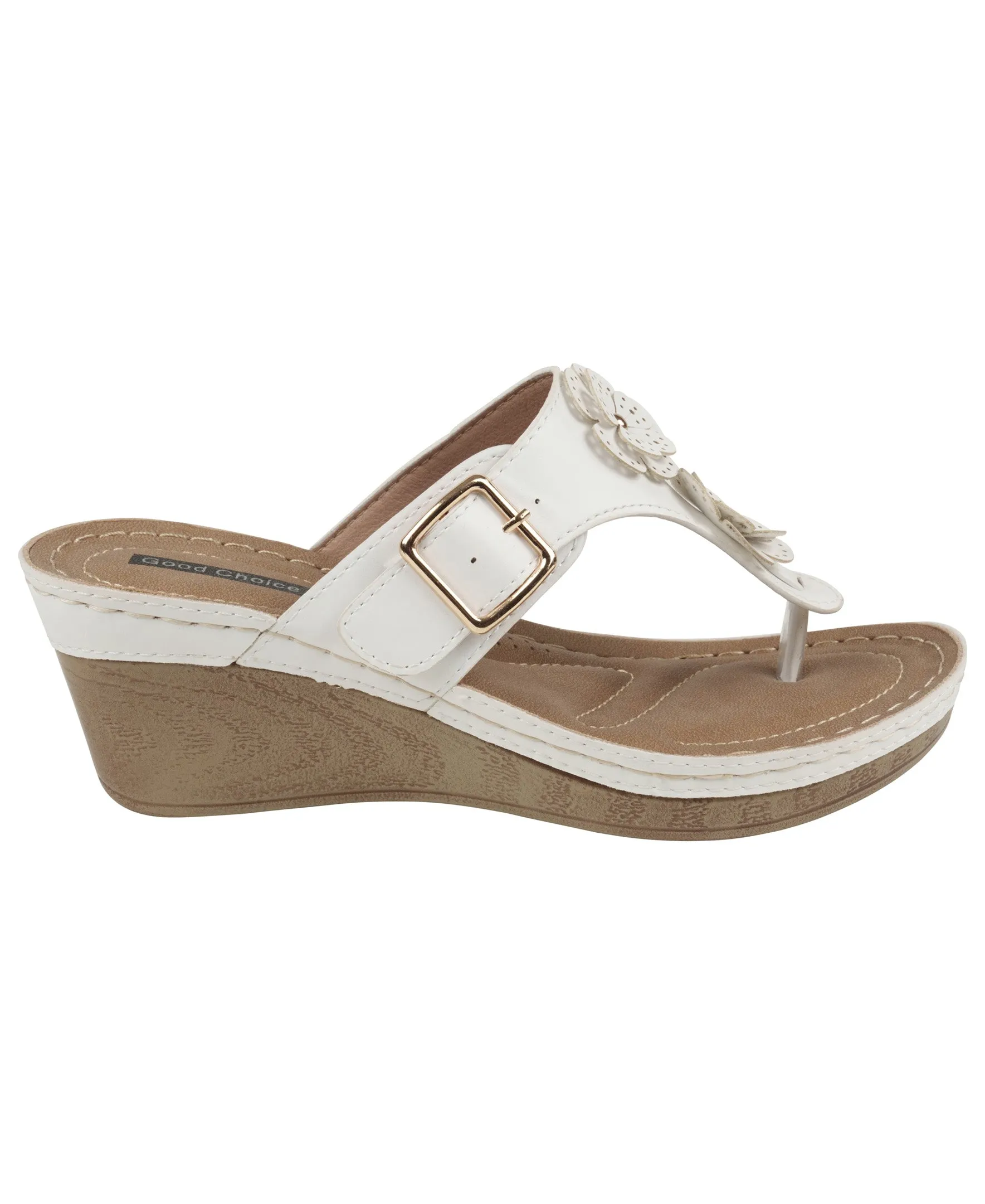 Narbone White Wedge Sandals