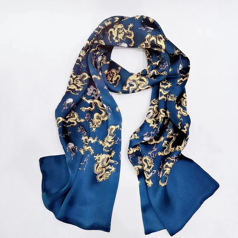 Nature Silk Scarf Men Silk Scarf Autumn Winter Male Warm Long Silk High Quality Neck Scarf Doulble Layer