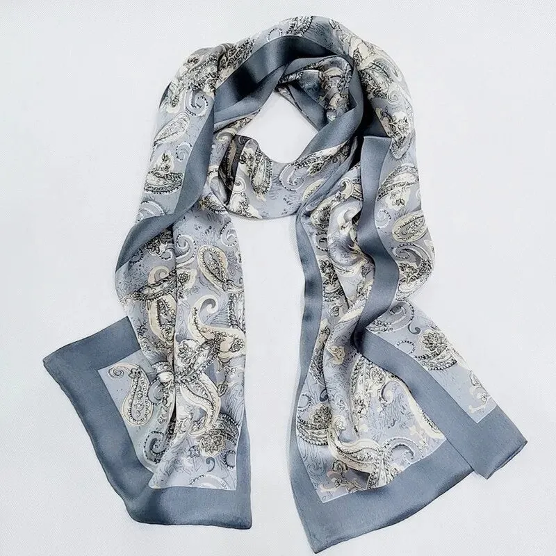 Nature Silk Scarf Men Silk Scarf Autumn Winter Male Warm Long Silk High Quality Neck Scarf Doulble Layer