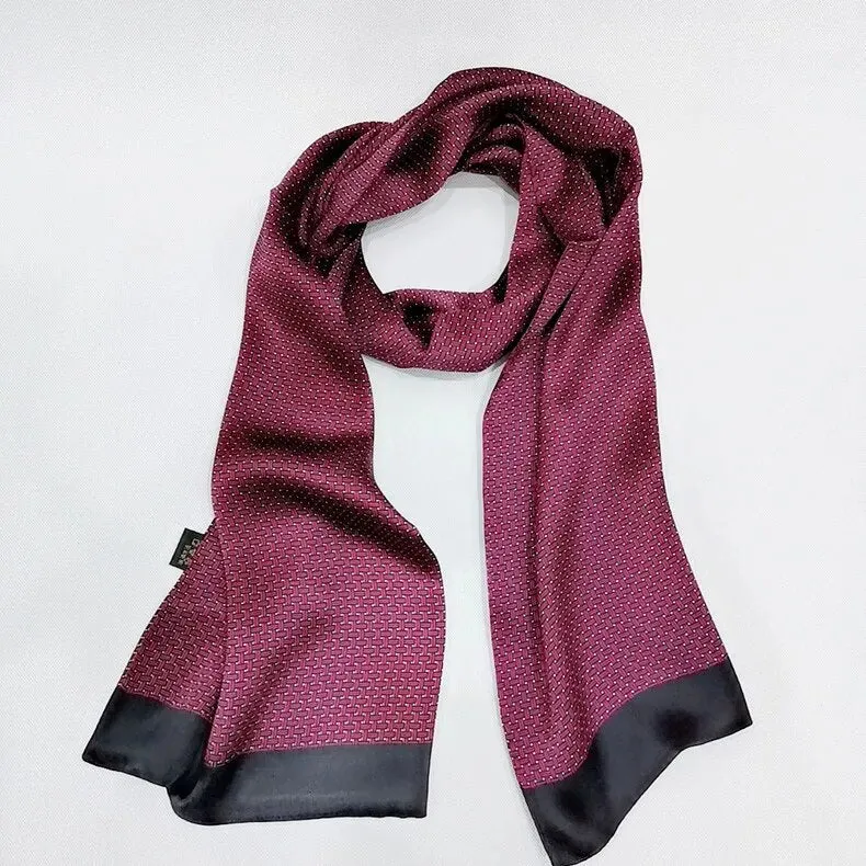 Nature Silk Scarf Men Silk Scarf Autumn Winter Male Warm Long Silk High Quality Neck Scarf Doulble Layer