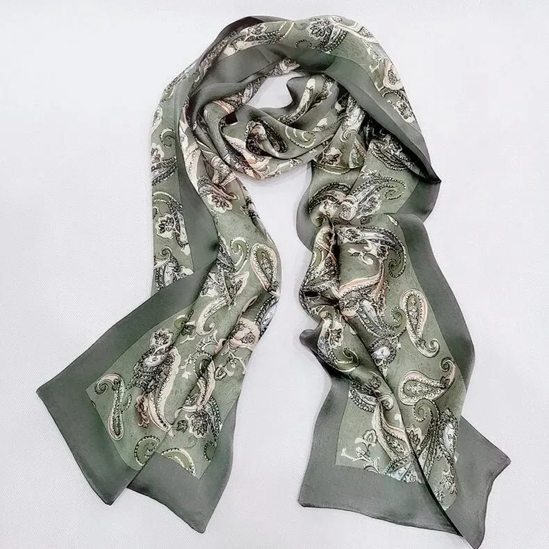 Nature Silk Scarf Men Silk Scarf Autumn Winter Male Warm Long Silk High Quality Neck Scarf Doulble Layer