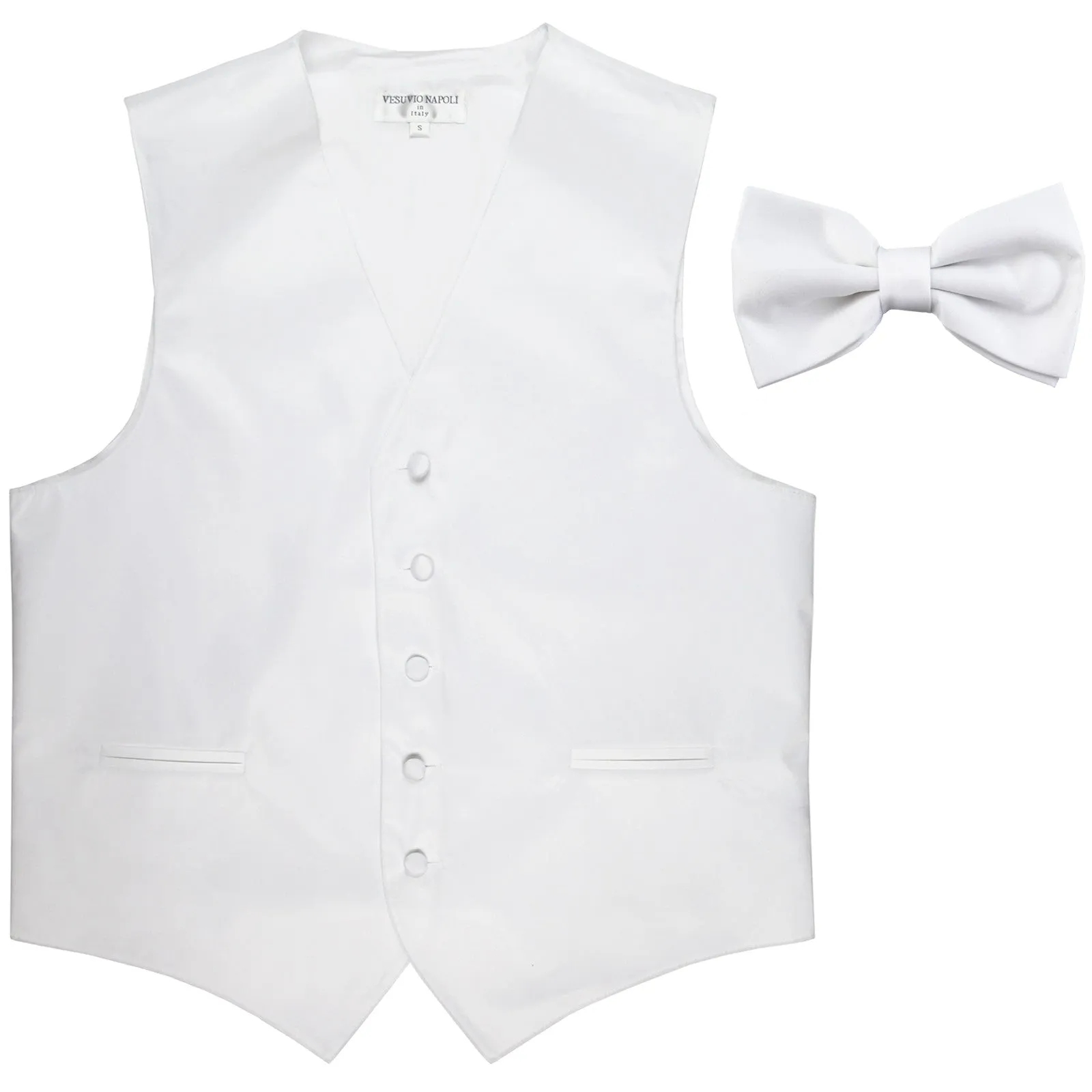 New Men's Formal Vest Tuxedo Waistcoat with Bowtie wedding prom party white