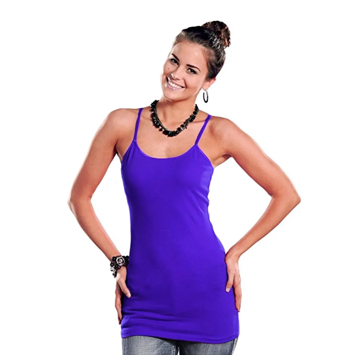 Panhandle Tunic Length Knit Cami With Adjustable Straps