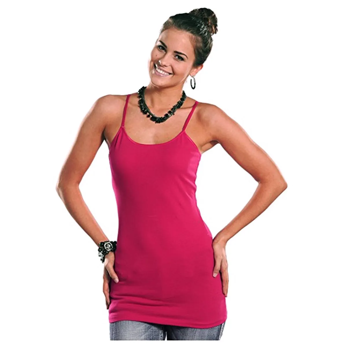 Panhandle Tunic Length Knit Cami With Adjustable Straps