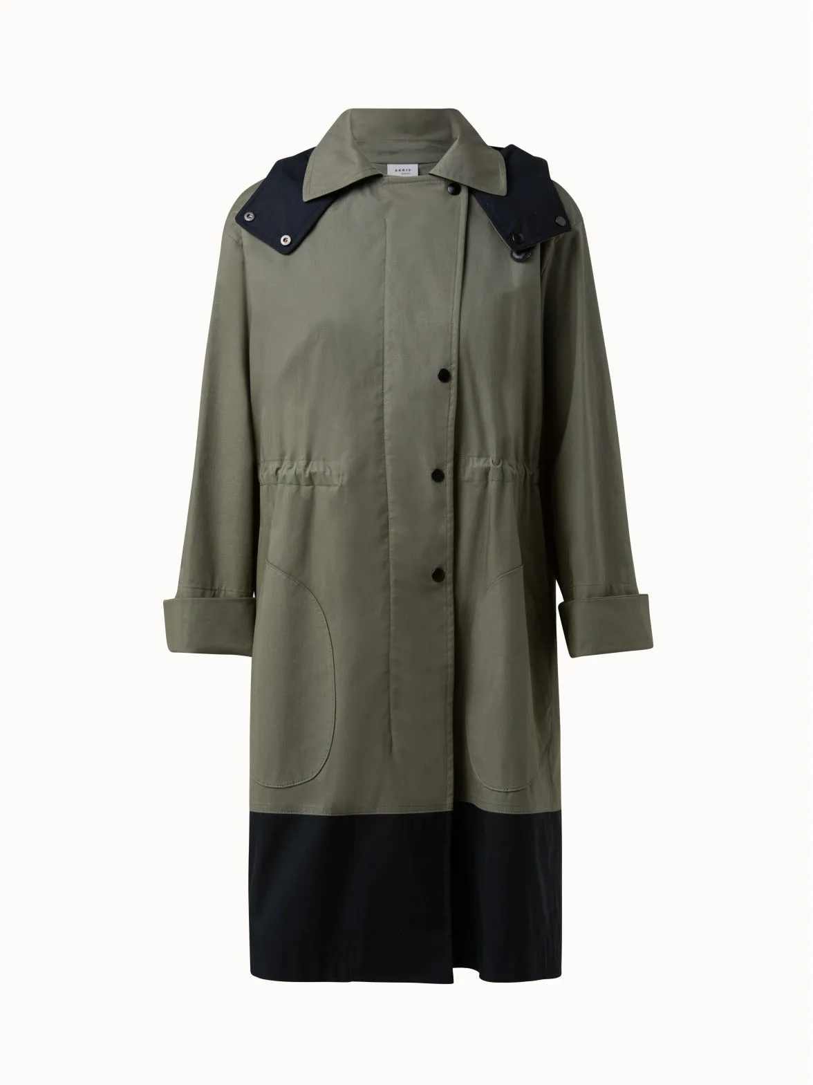 Parka in Cotton Blend with Detachable Hood