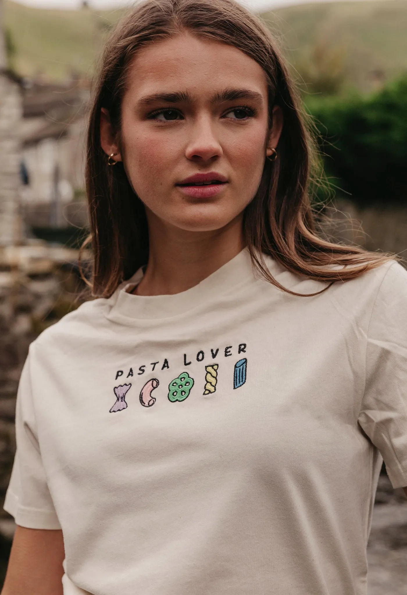 Pasta Lover Embroidered Organic Cotton T-Shirt