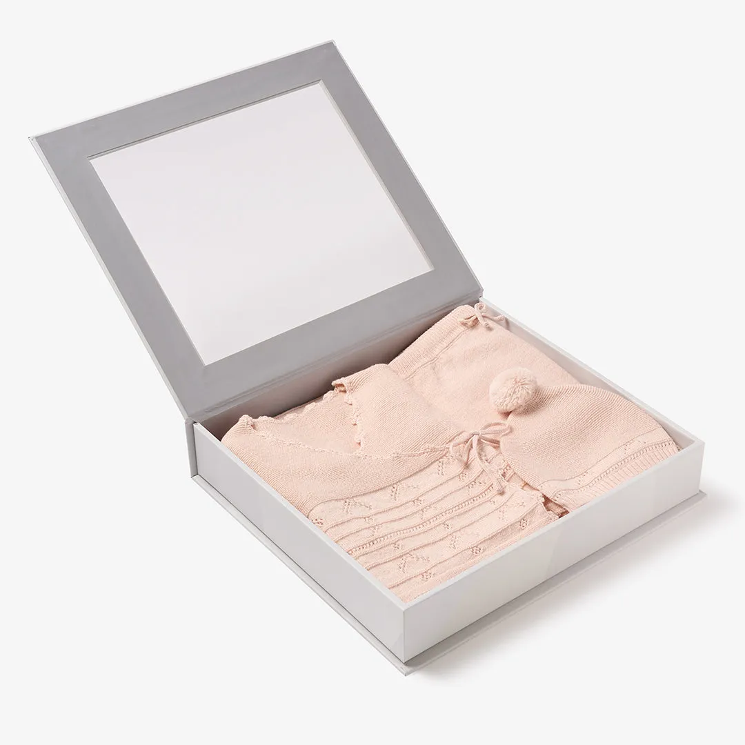 Pink Cashmere Pointelle Layette Set with Box