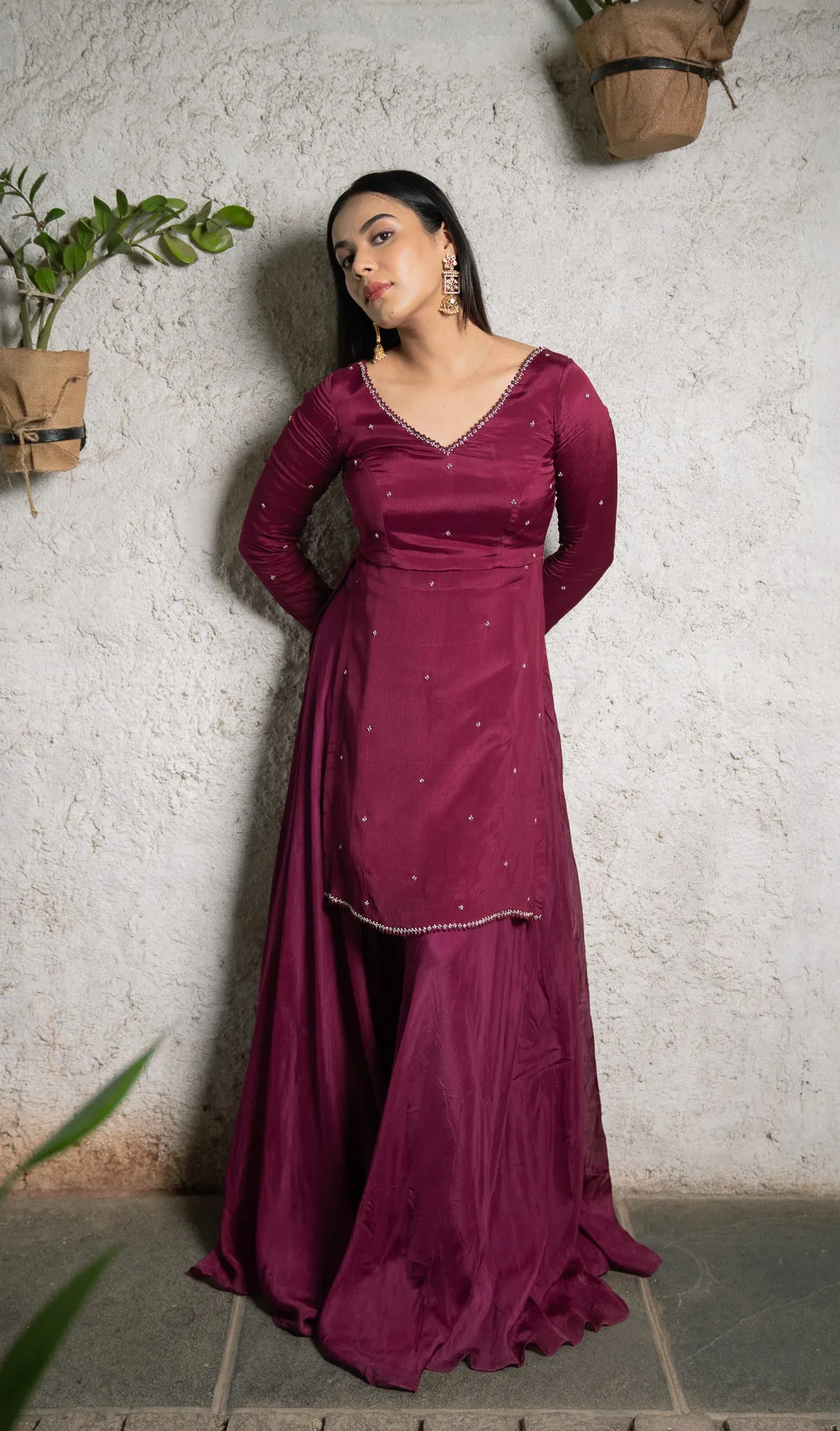 Plum Slit Kurta