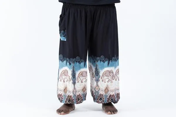 Plus Size Unisex Solid Top Elephants Harem Pants in Black