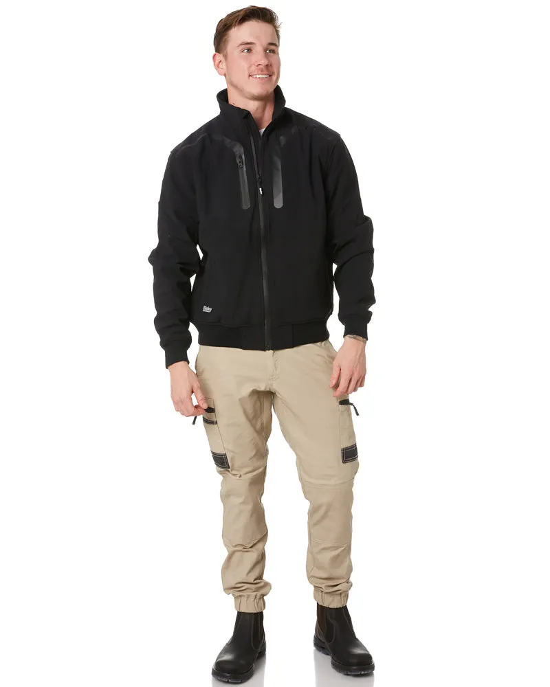 Premium Soft Shell Bomber Jacket - Black