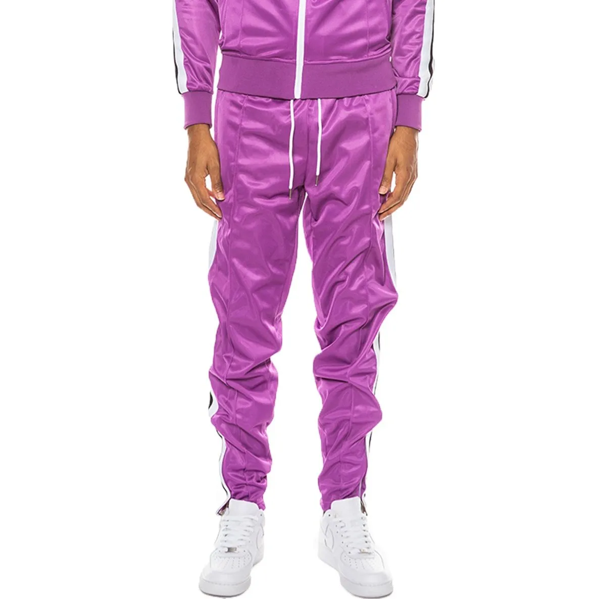 Purple Striped Tape Track Pants