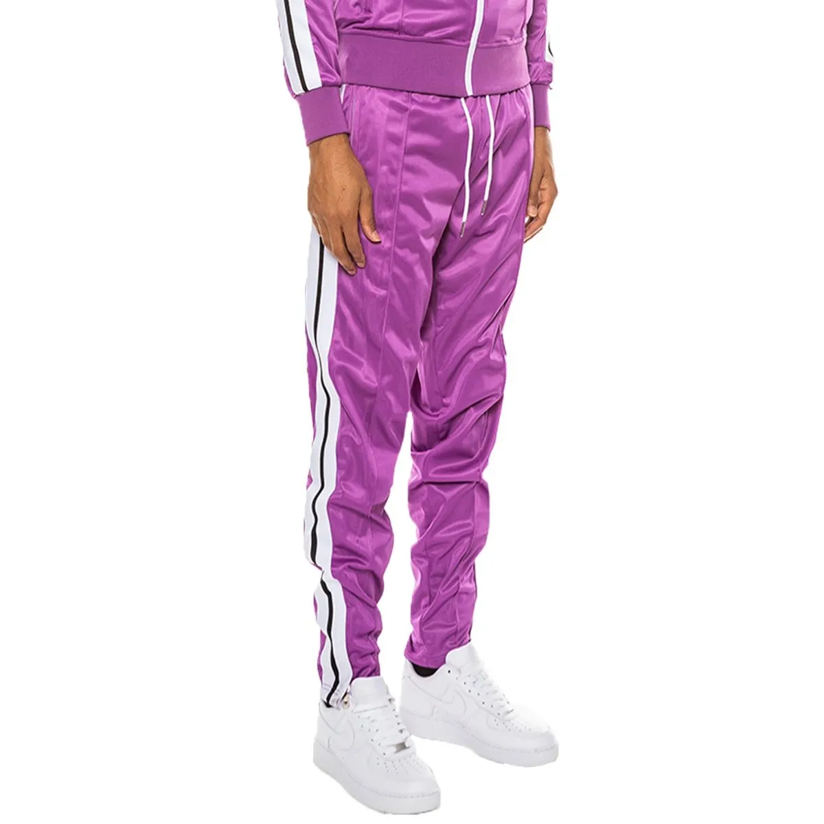 Purple Striped Tape Track Pants