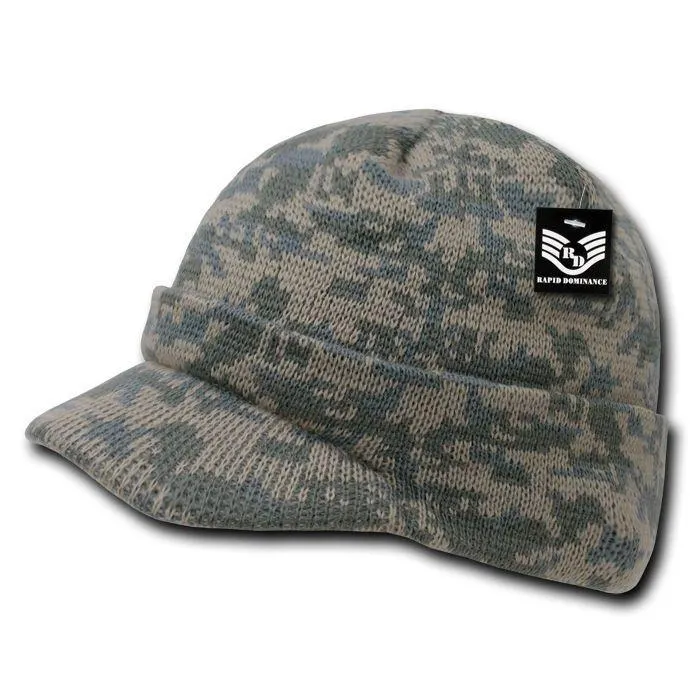 Rapid Dominance Military Camouflage Camo Gi Beanies With Visor Knit Watch Caps Hats