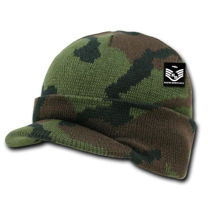 Rapid Dominance Military Camouflage Camo Gi Beanies With Visor Knit Watch Caps Hats