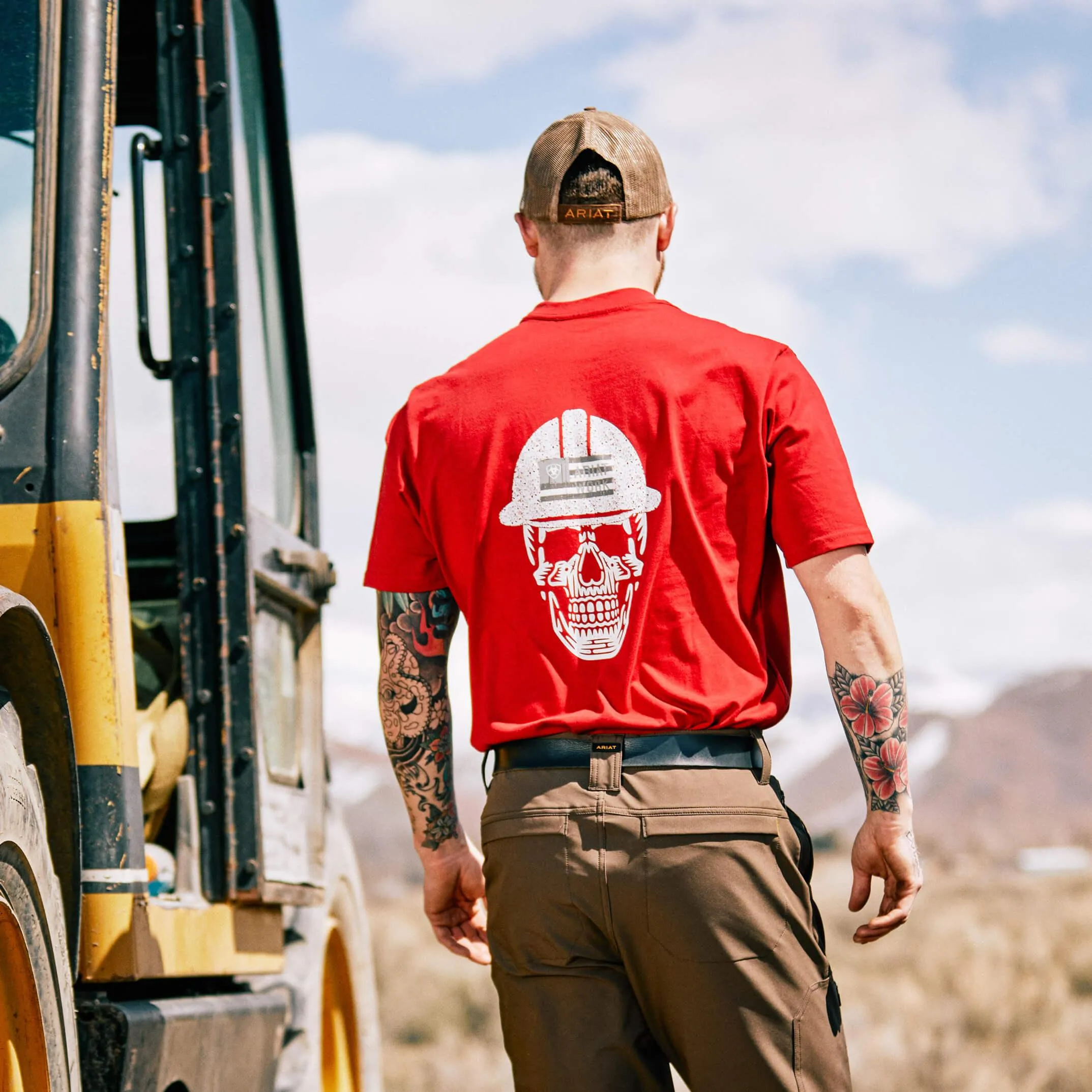 Rebar Cotton Strong Roughneck Graphic T-Shirt - Rio Red