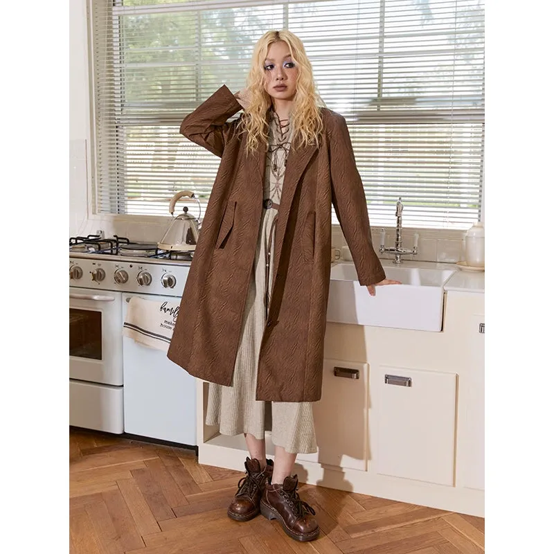 Retro Warm Brown Leather Trench Coat【s0000004338】