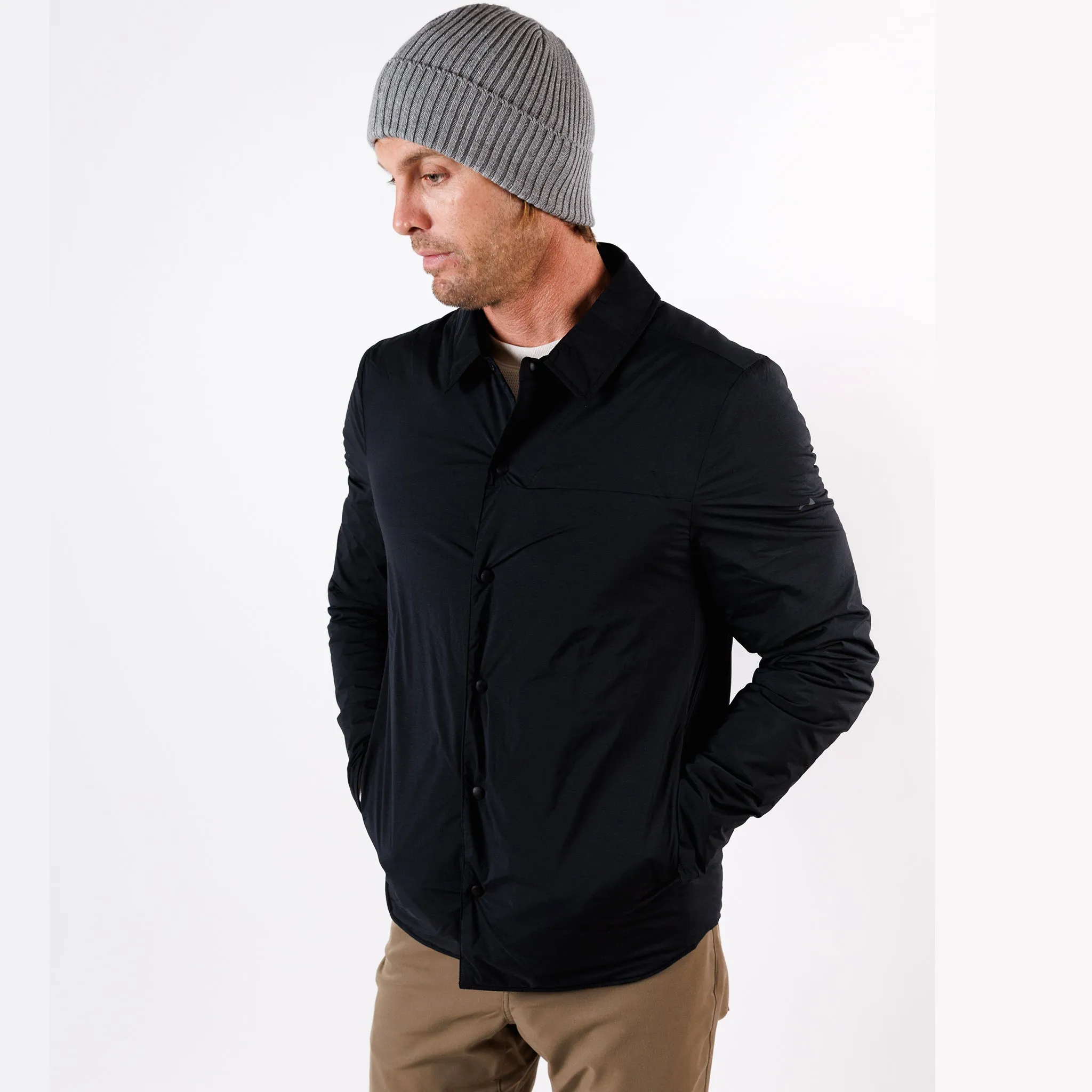 Reversible Insulated Shirt Jacket in Black