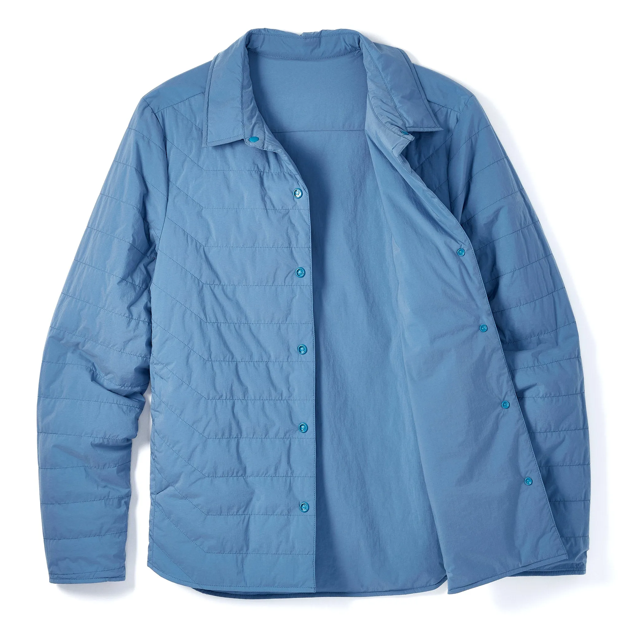 Reversible Insulated Shirt Jacket in Dusty Blue