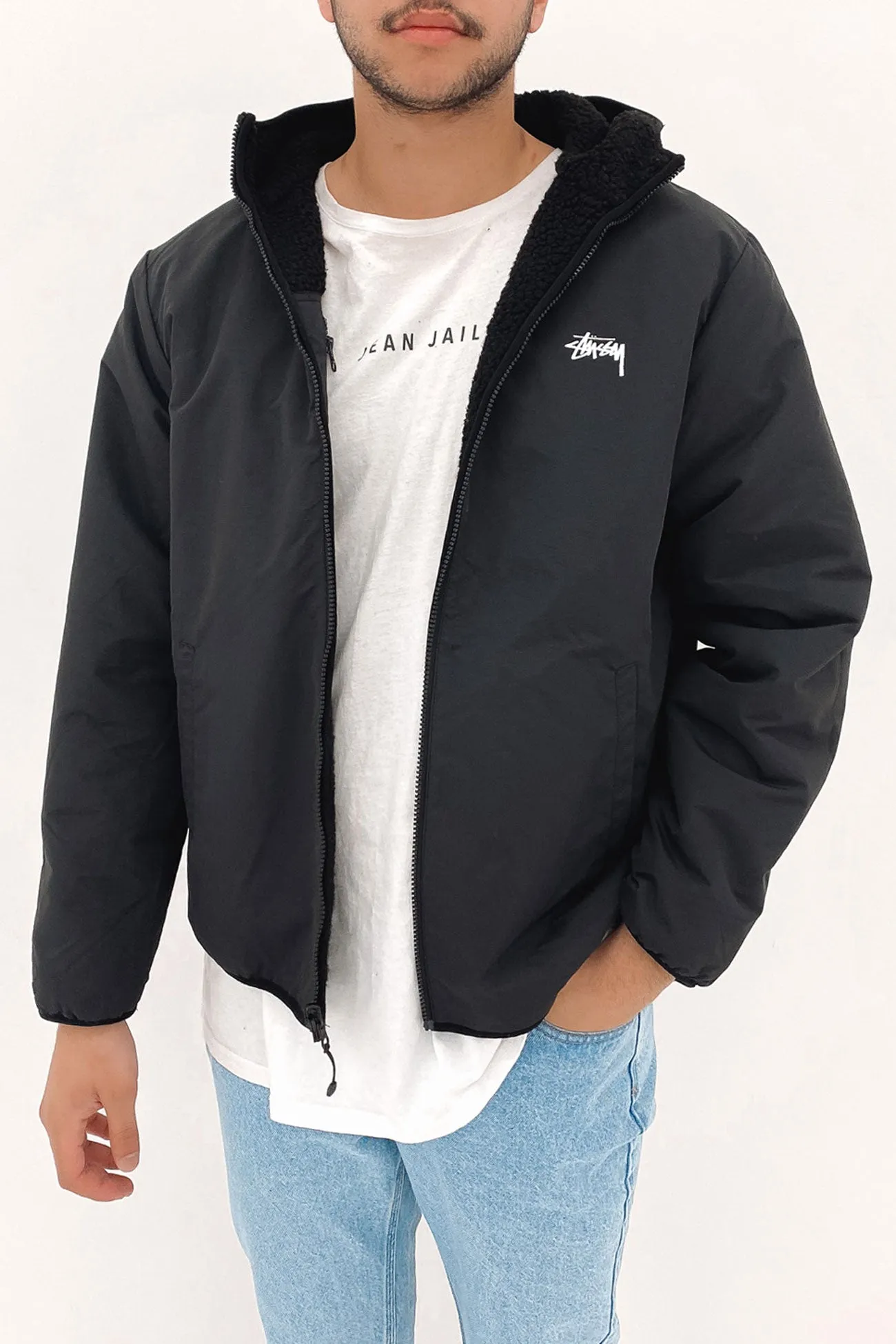 Reversible Sherpa Jacket Black Black