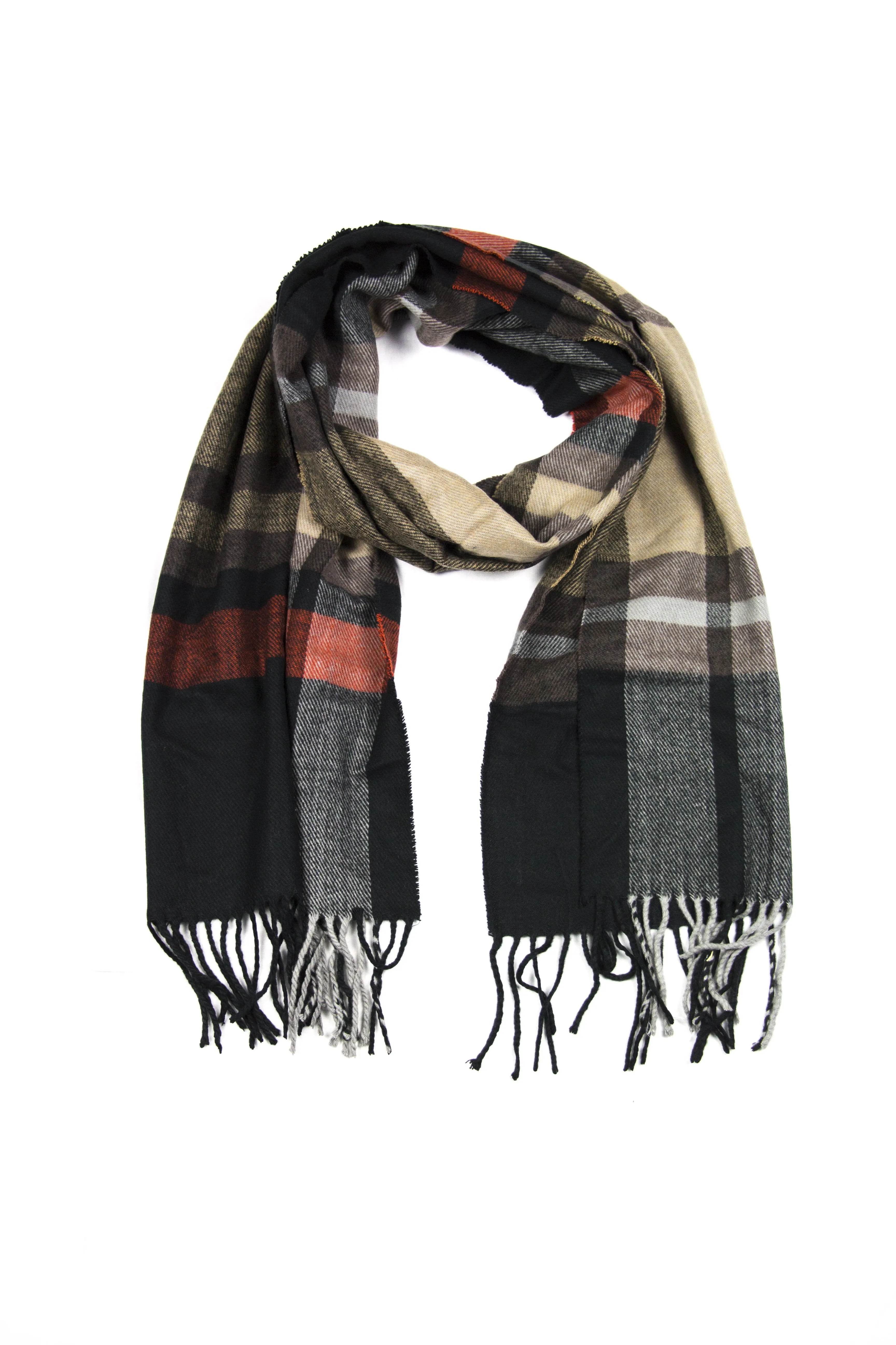 Sakkas Booker Cashmere Feel Solid Colored Unisex Winter Scarf With Fringe