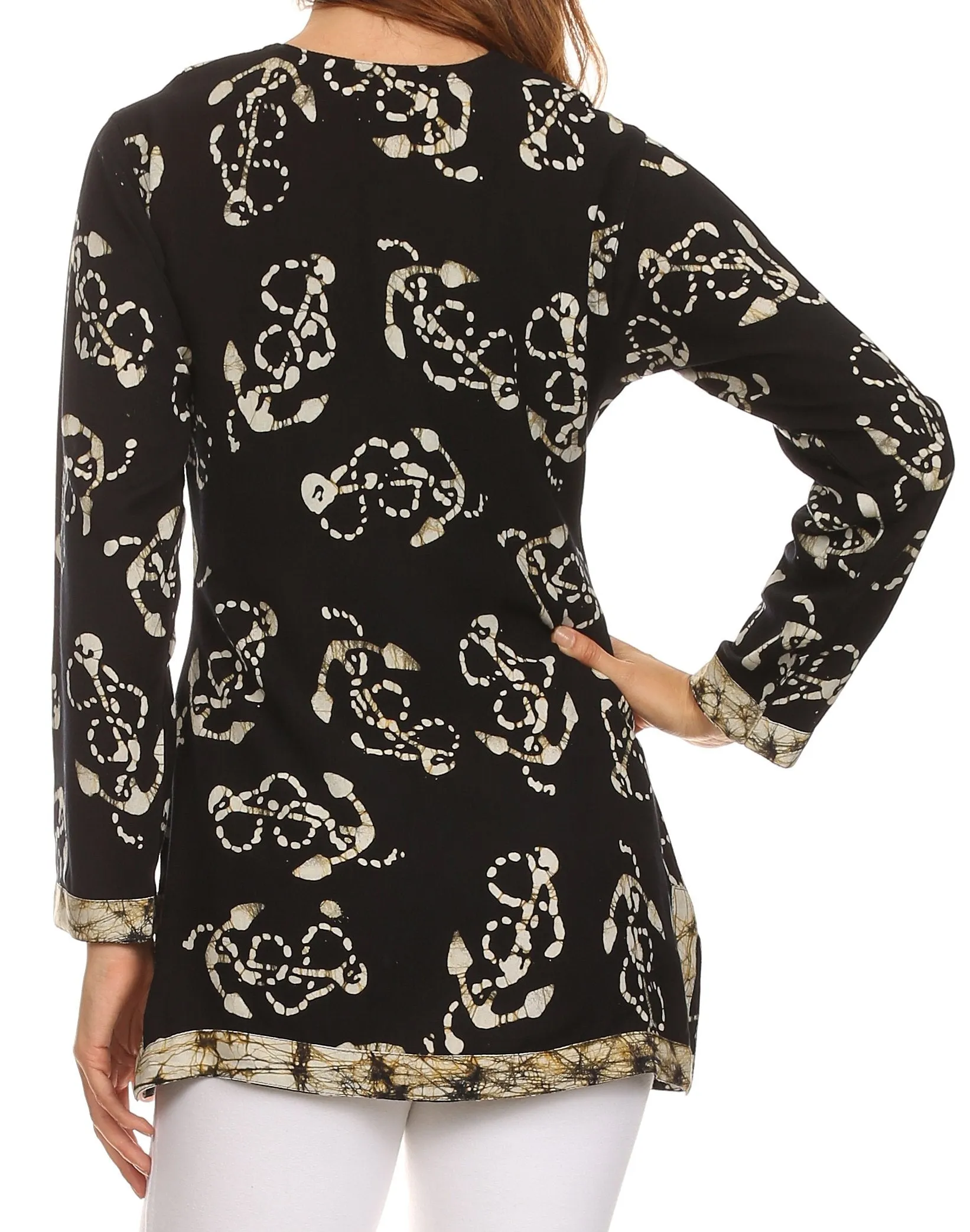 Sakkas Callie Anchor Long Sleeve Cotton Tunic Blouse