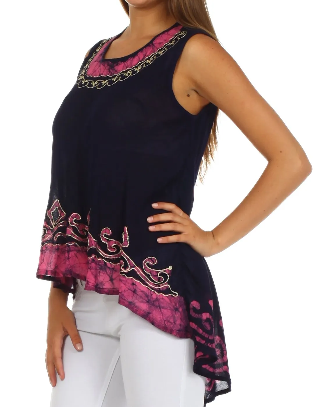 Sakkas Wild Raven Batik Hi Lo Blouse / Tunic