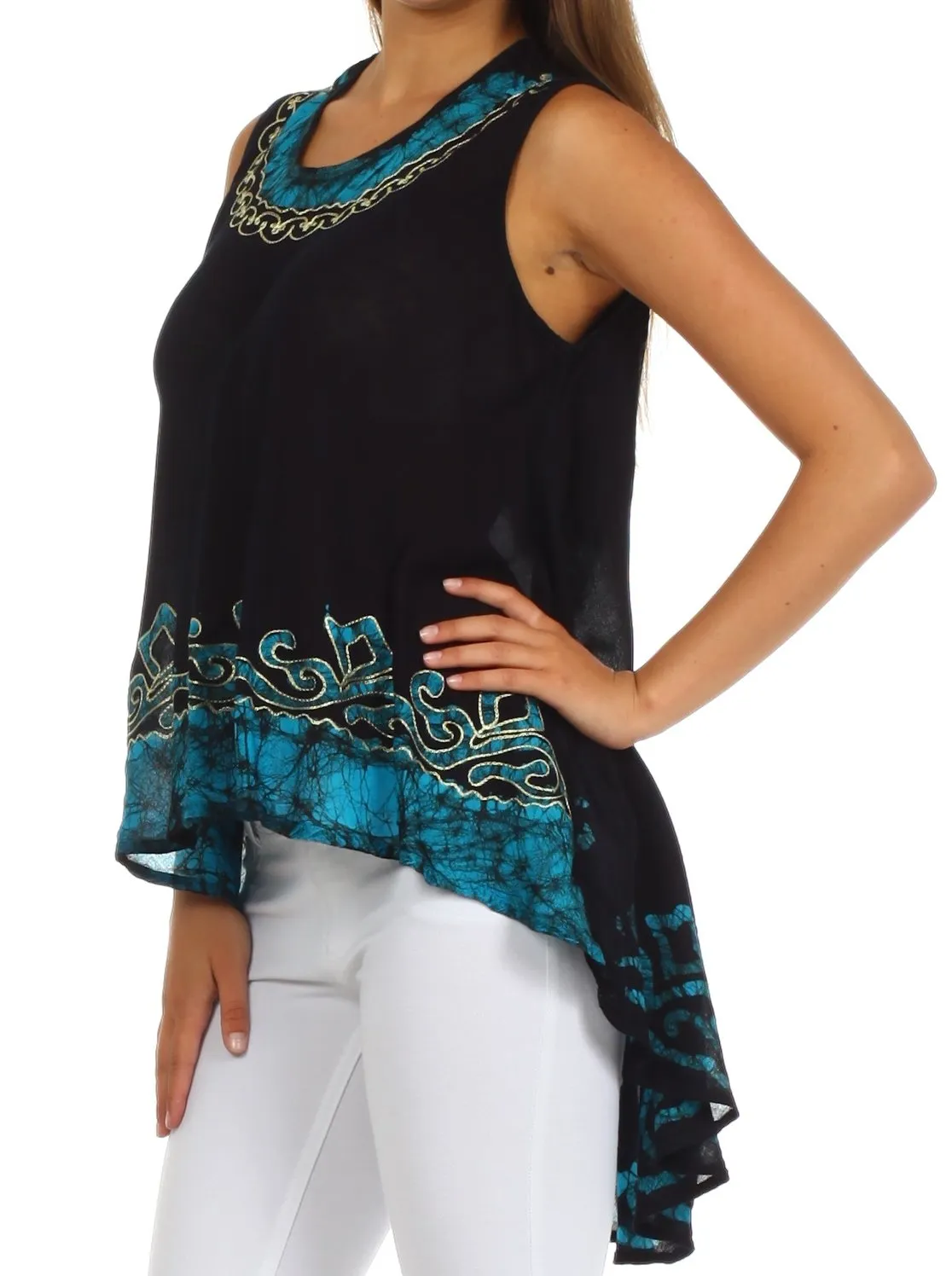 Sakkas Wild Raven Batik Hi Lo Blouse / Tunic