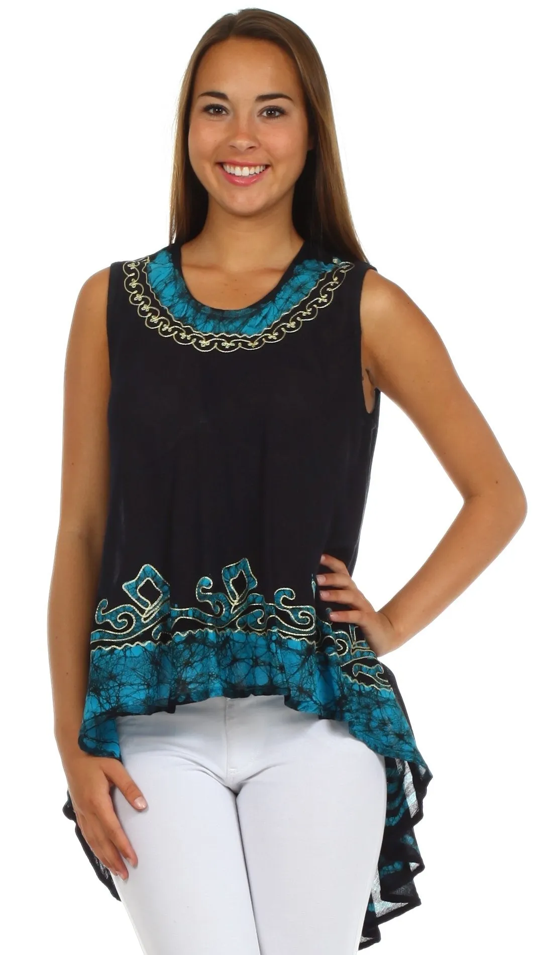 Sakkas Wild Raven Batik Hi Lo Blouse / Tunic