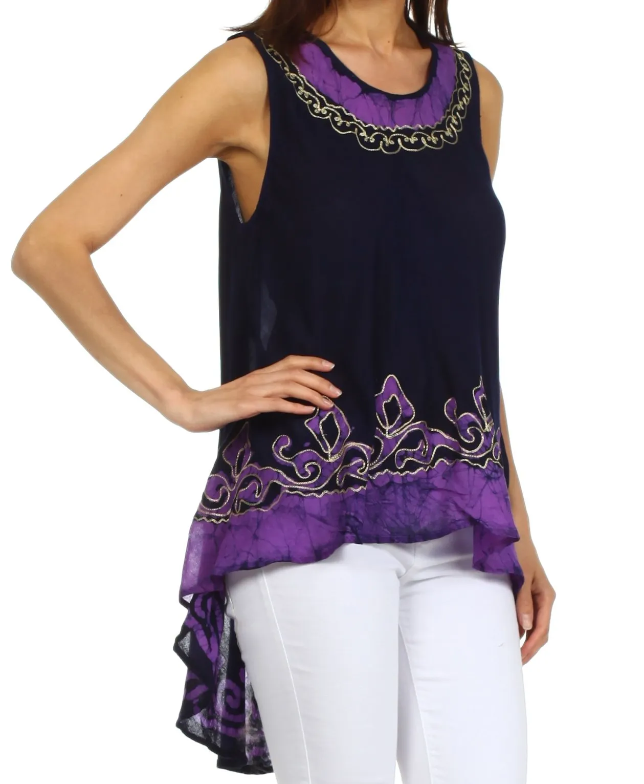 Sakkas Wild Raven Batik Hi Lo Blouse / Tunic