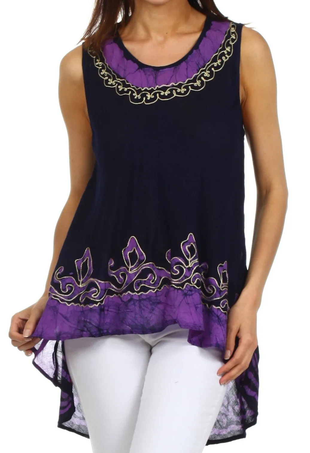 Sakkas Wild Raven Batik Hi Lo Blouse / Tunic