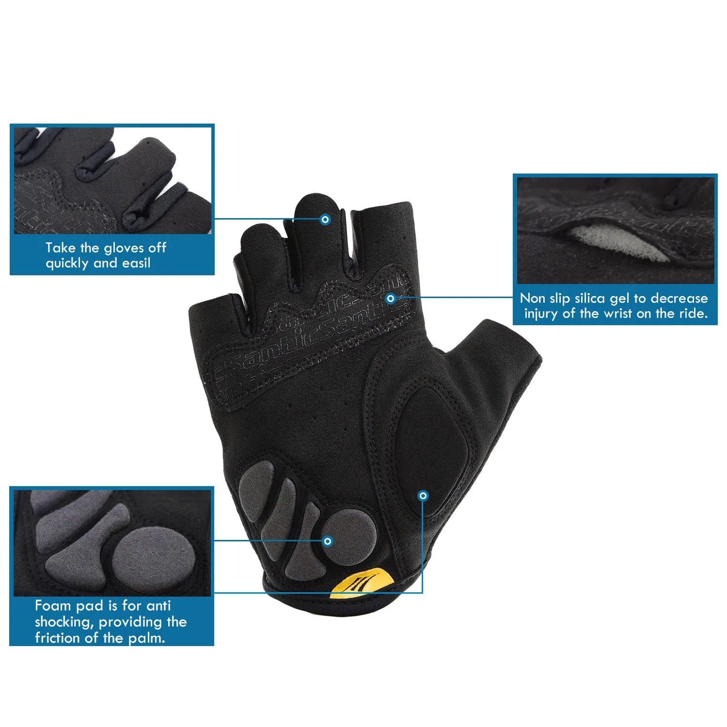 Santic Java Men Cycling Gloves Half Finger – Yellow